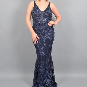 Marina Mesh Embroidered Sequin Gown  10